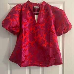 Amara Alyssa Brocade Puff Sleeve Top
